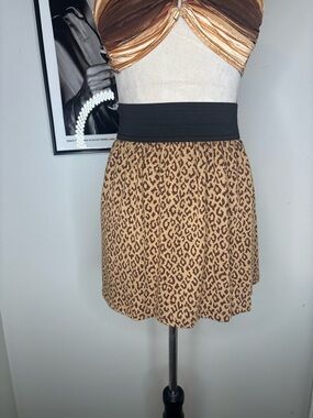 Y2K Say what? Leopard Print A-Line Skirt with Black Waistband